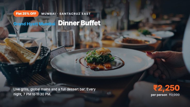 02 Grand Hyatt Mumbai Dinner Buffet - Luxury Hotel Buffet | BookMyBuffet