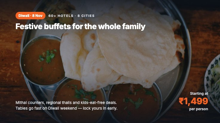 05 Diwali Festive Buffets - Luxury Hotel Buffet | BookMyBuffet